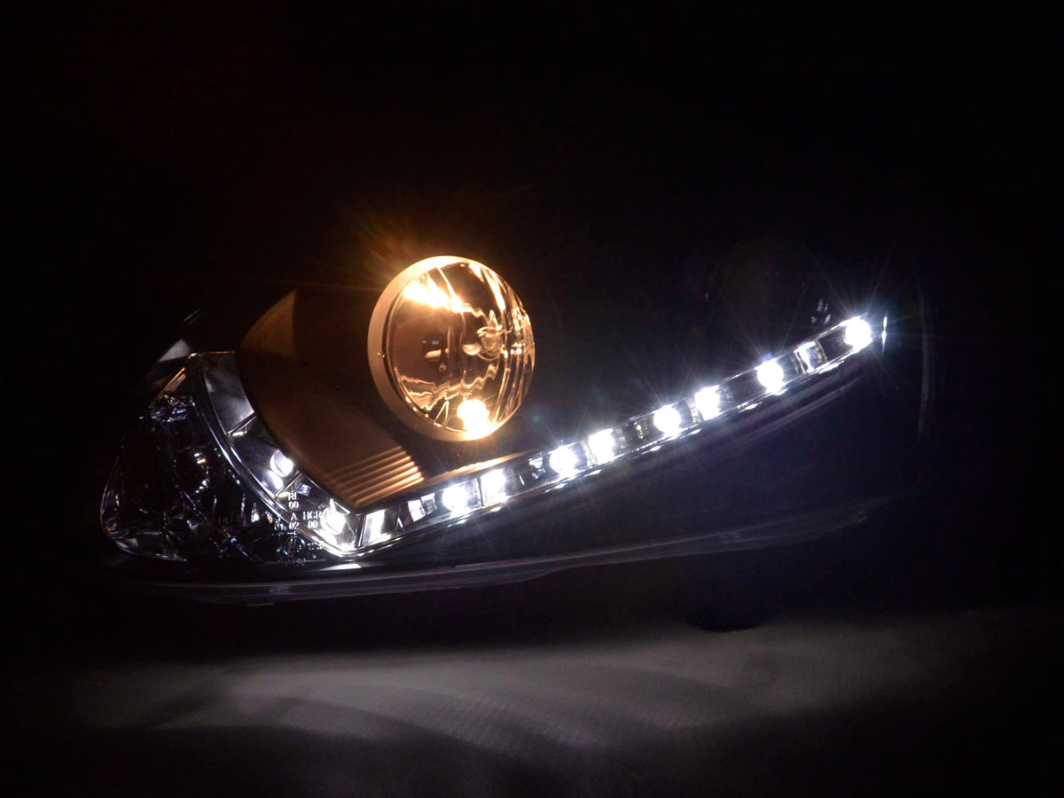 Scheinwerfer Set Daylight LED TFL-Optik VW Golf 5 Typ 1K 03-08 chrom Scheinwerfer Set Daylight LED TFL-Optik VW Golf 5 Typ 1K 03-08 chrom
